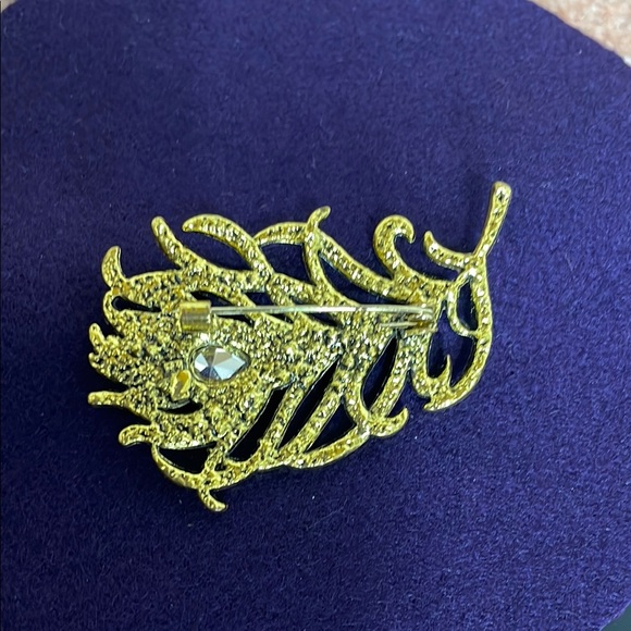 Source Unknown Peacock Feather Brooch - Gold, Green, Blue - Picture 3 of 3
